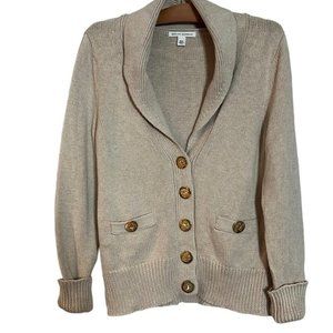 Banana Republic shawl collard cream coloured cotton cardigan with gold buttons